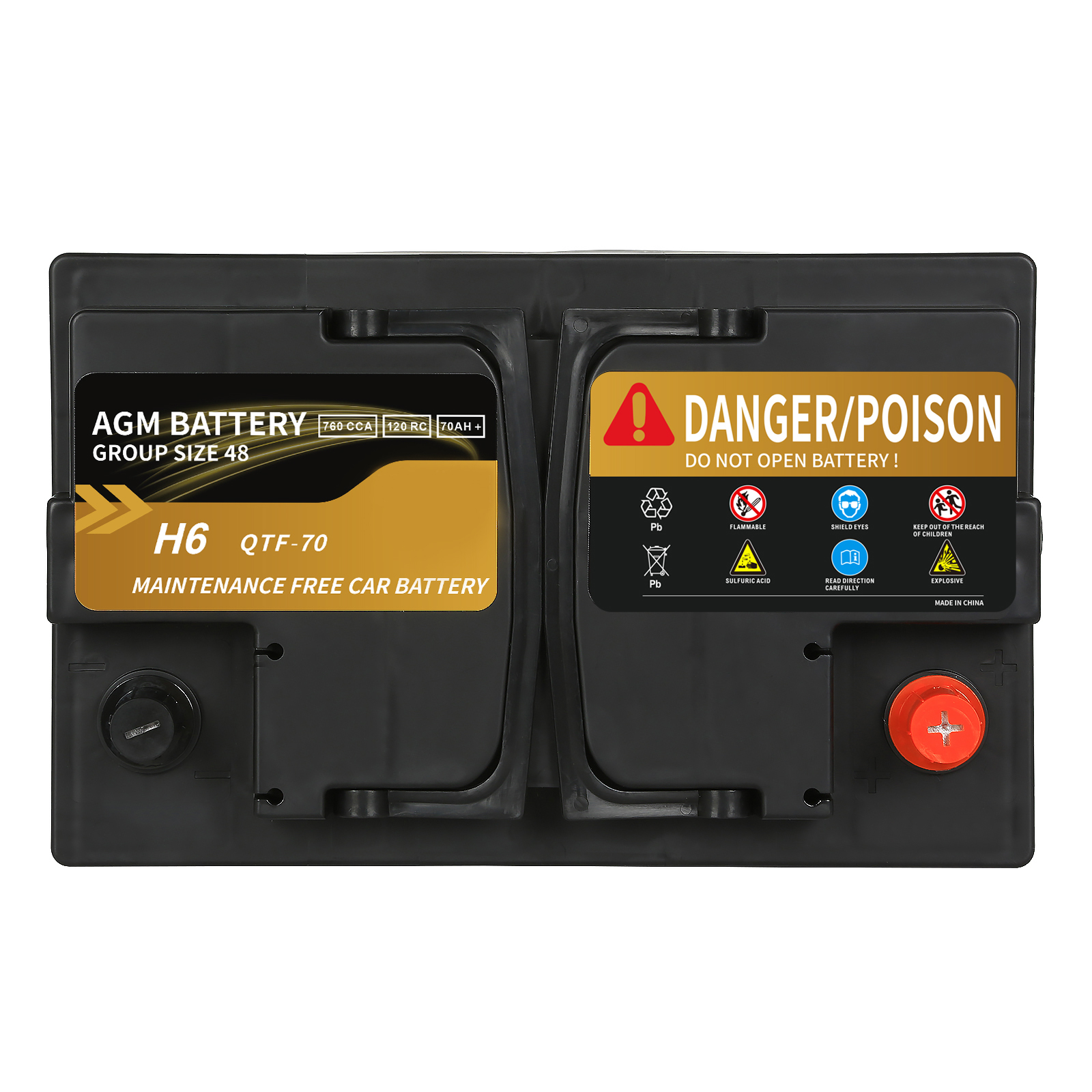Weize Platinum AGM Battery, BCI Group 48 H6 Automotive Battery, 12 Volts, 760 CCA, 120 RC