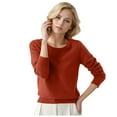 thumbnail image 1 of Uinagy Women's Round Neck Pullover Sweater Solid Color Long Sleeves, 1 of 4