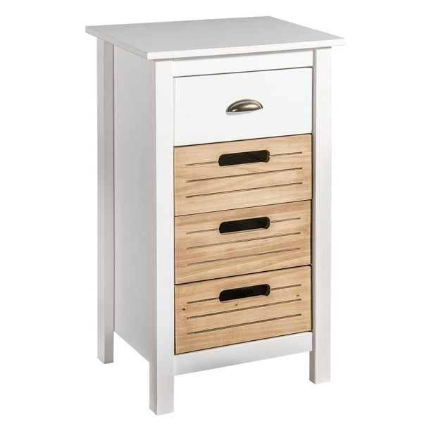 Mid Century Modern Rustic 4 Drawer Irving 31 49 Tall Dresser In White And Natural Wood Walmart Com Walmart Com