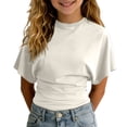 thumbnail image 6 of SOFTCCLO Girls T Shirts Short Sleeve Crewneck Solid Color Tops Pullover Loose Versatile Summer Casual Kids T Shirts Size 3-4Y, 6 of 10
