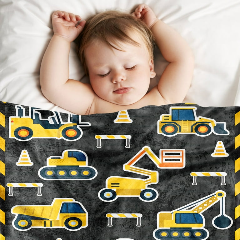 Construction Truck Blanket Kids Fleece Throw Blankets for Girls Boys Soft Fuzzy Flannel Tractor Blanket for Bed Couch Fuzzy Kids Bed Blanket Gift