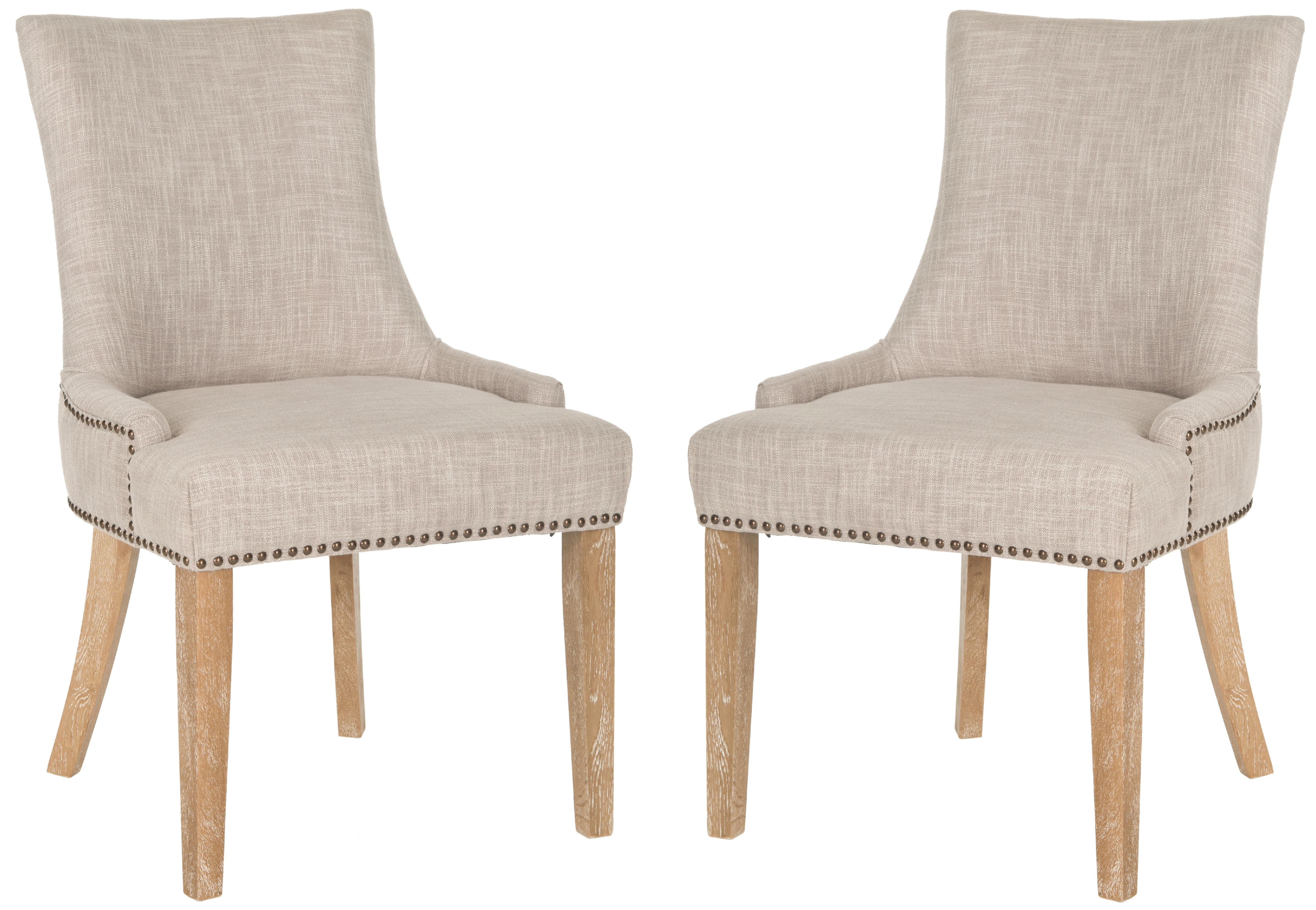 SAFAVIEH Lester 19" H Contemporary Glam Dining Chair, Grey/White Wash, Set of 2