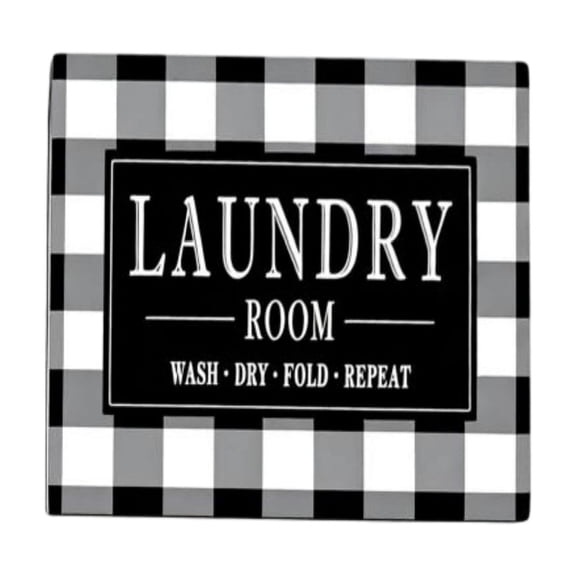 Blasgw Vintage Farmhouse Checkered Laundry Room Mat, 27.56x27.56in Waterproof Dustproof Appliance Top Protector, Non Slip Rubber Backing Washer Dryer Cover Mat Multicolor