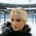 thumbnail image 2 of Unique Bargains 1 Pc Women's Warm Cross Knitted Headband Winter Ear Warmer Head Wraps Beige, 2 of 6