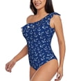 thumbnail image 2 of Gaeub Nautical Anchors Women's One Shoulder Ruffle Tummy Control Swimwear for Swimming Surfing Beach Party - Large, 2 of 8