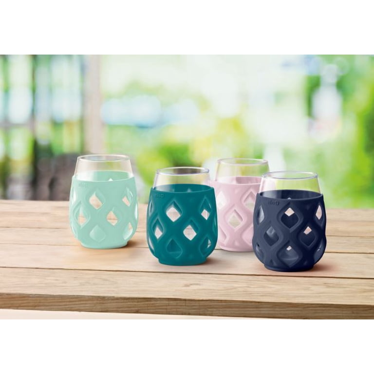 Ello Cru Stemless Wine Glass Set, 17 oz, Silicone Protection, 4 Pack,  Multicolor - Walmart.com
