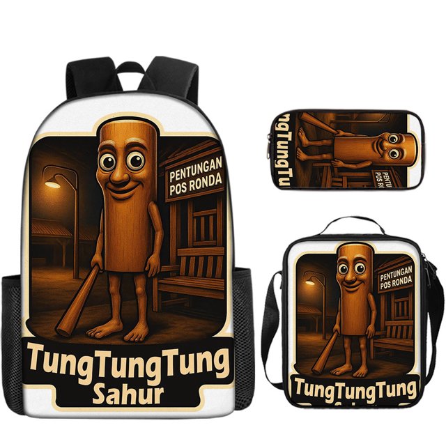 Juego De Dibujos Animados Mochila Con Patrón Periférico Estuche Para Lápices Bolso De Hombro Mochila Para Niños Juego De Tres Piezas