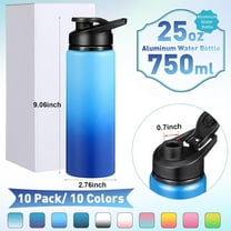 10 Pack 25oz Reusable Aluminum Water Bottles Bulk Operation Christmas Multicolor Outdoor Sports Water Bottles for Travel, Gym, Hiking, Cycling, Camping, Fishing, Snap Lid