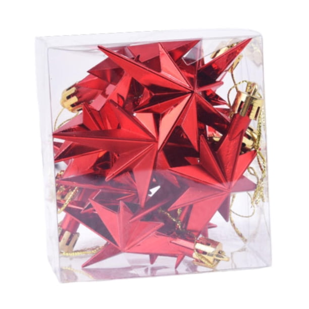 12 piezas de colgantes de estrella de árbol de Navidad, manualidades, colgante de estrella de árbol de Navidad Rojo