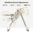 thumbnail image 6 of TouHeart 6-in-1 Baby High Chair and Baby Swing Combo, Convertible Highchair for Infants Toddlers, with 6 Heights, 4 Recline, Foldable with Wheels，Beige, 6 of 9