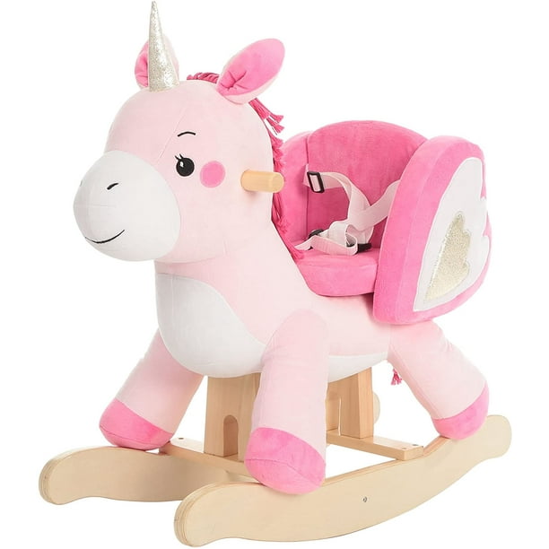 labebe - Baby Rocking Horse, Ride Unicorn, Kid Ride On Toy for 1-3 Year  Old, Infant (Boy Girl) Plush Animal Rocker, Toddler/Child Stuffed Ride Toy  (Pink) 