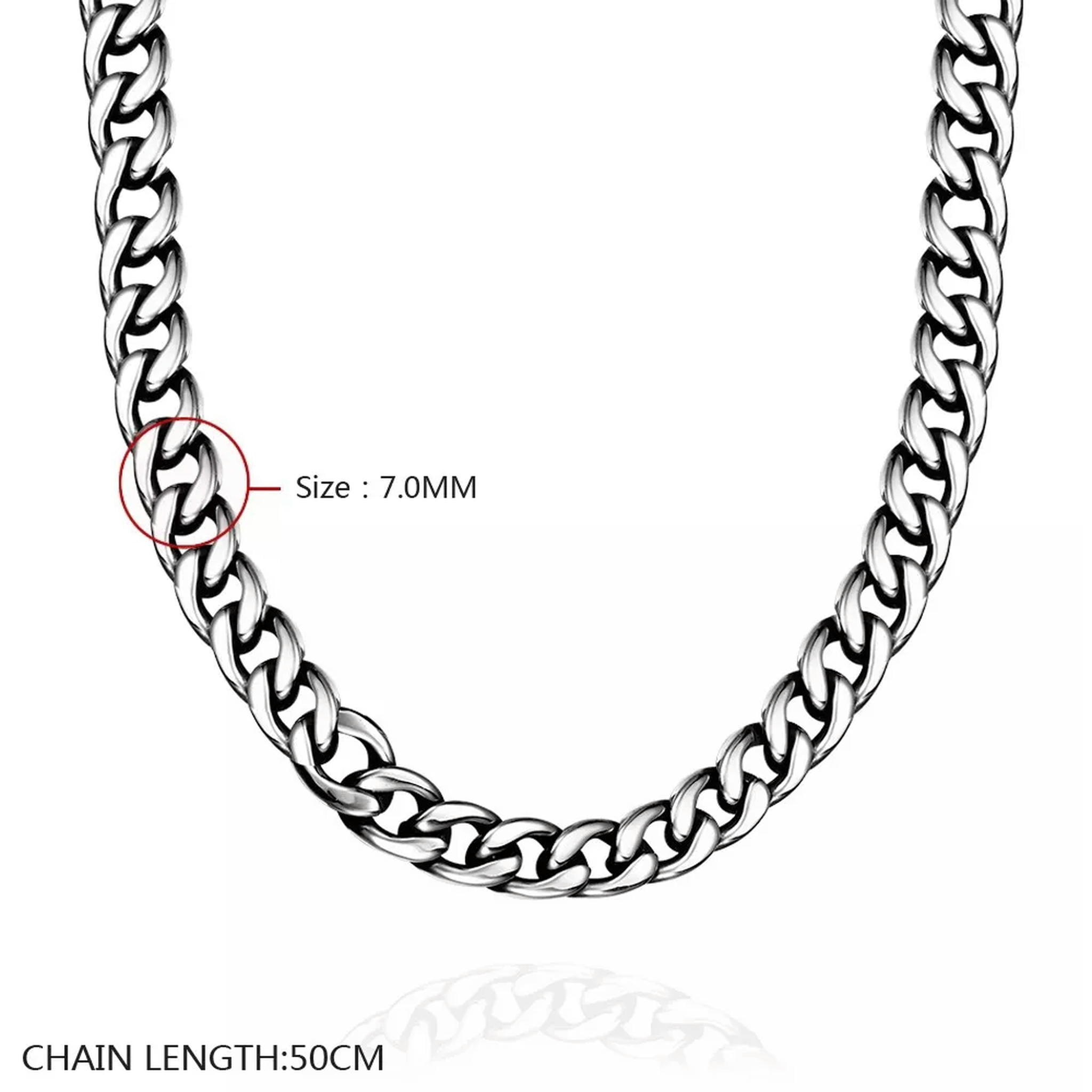 ● bygrey ● Necklace strap (white/black) QQTDFG Stainless Steel Necklace Chain Curb Chain 23 Inches
