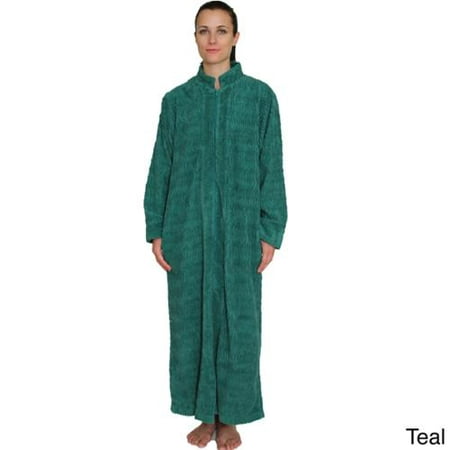NDK New York Women's Zipper Front Chenille Robe S, Teal - Walmart.com