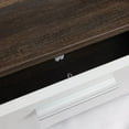 thumbnail image 6 of BSHTI 20 minutes quick assembly brown simple modern TV stand with the toughened glass shelf Floor cabinet Floor TV wall cabinet Brown + whiteTV bracket with LED Color Changing Lights for Living Room, 6 of 13