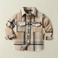thumbnail image 4 of PINQI Toddler Boys Girls Shirt Coat Jacket Plaid Long Sleeve Kids Turn Down Collar Button Tops with Pocket Outwear for Girls Boys Spring Fall(F-1,5-6 Years), 4 of 8