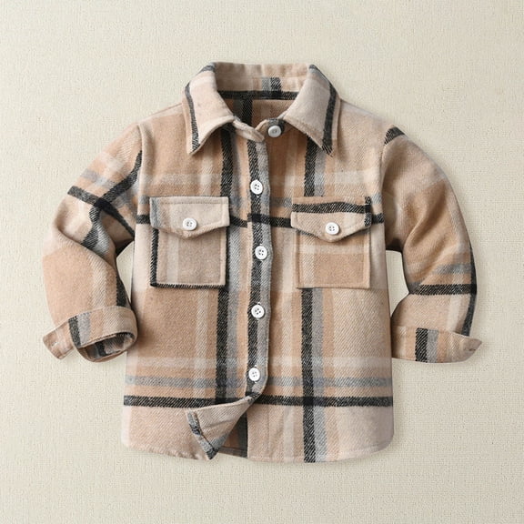 XXWXYD Baby Boys Flannel Plaid Coat Jacket, Collar Button Down Pocket Outerwear, Toddler Casual Warm Fall Winter Top
