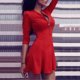 thumbnail image 1 of Mini vestido de mujer sexy, vestido plisado de mujer elegante delgado con cuello en V / rojo Romacci Vestido, 1 of 7