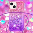 thumbnail image 4 of Funda para iPhone 14 Plus Brillantina Líquida Divertida Reluciente y con Cristales en Movimiento Cuerpo Cruzado con Cordón Ajustable, 4 of 5
