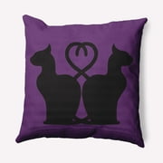 Simply Daisy 18" x 18" Conniving Cats Indoor/Outdoor Polyester Throw Pillow, Amethyst