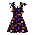 thumbnail image 4 of WhouRiu Girls Halloween Graphic Dresses Sleeveless Crew Neck A Line Dress Kids Comfortable Cute Party Sundress,7-8 Years, 4 of 5