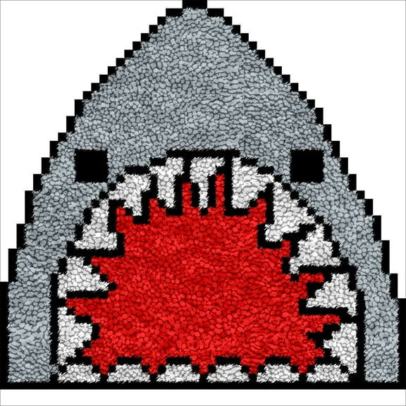 Special Shape Latch Hook kits Rug for Kids Shark Printed Canvas DIY Handmade Carpet Crochet Yarn Embroidery Needlework Hook Latch Kit Rug Cover Christmas Home Decoration 30x30cm