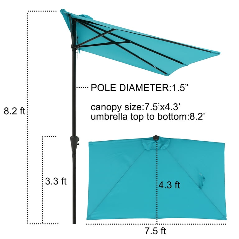 c-hopetree offset patio umbrella C-Hopetree 7.5ft Outdoor Patio Umbrella with Solar LED Lights, Crank Tilt,  Suitable for Deck, Garden, Porch