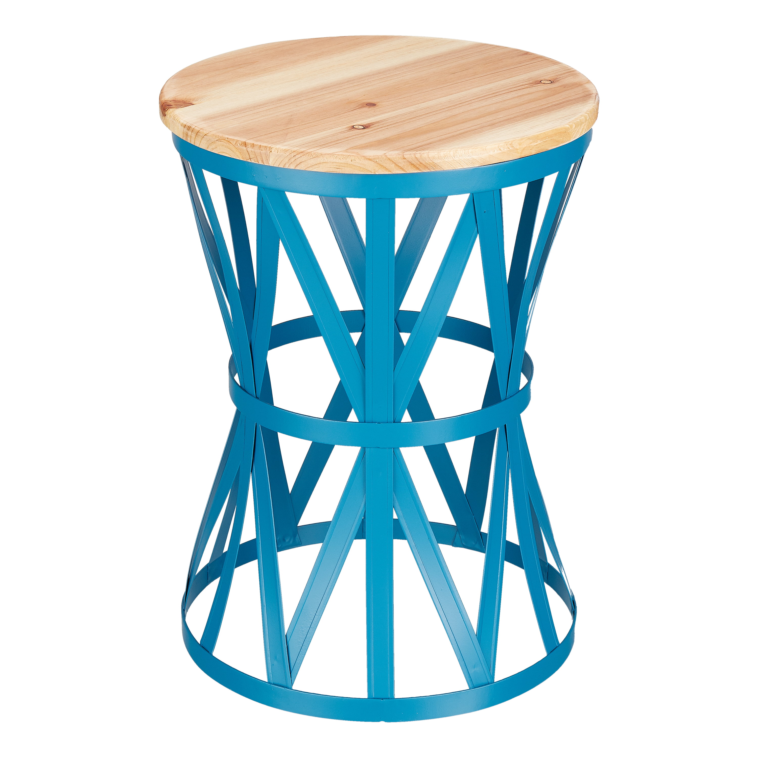 Mainstays Forset 18 Teal Metal Garden Stool With Wood Top