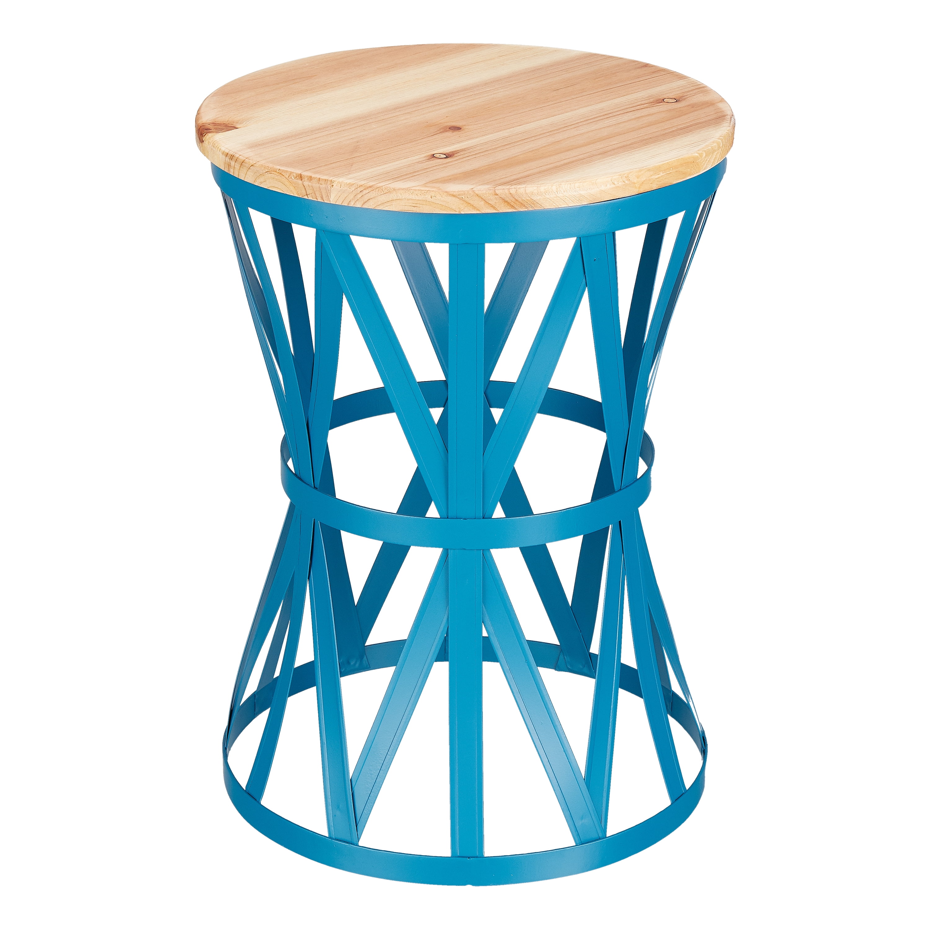 Mainstays Forset 18 Teal Metal Garden Stool With Wood Top