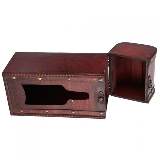 HURRISE Wine Box, Red Wine Box,Vintage Single Red Wine Storage Box Portable Wooden Wine Package Gift Box W/ Handle
