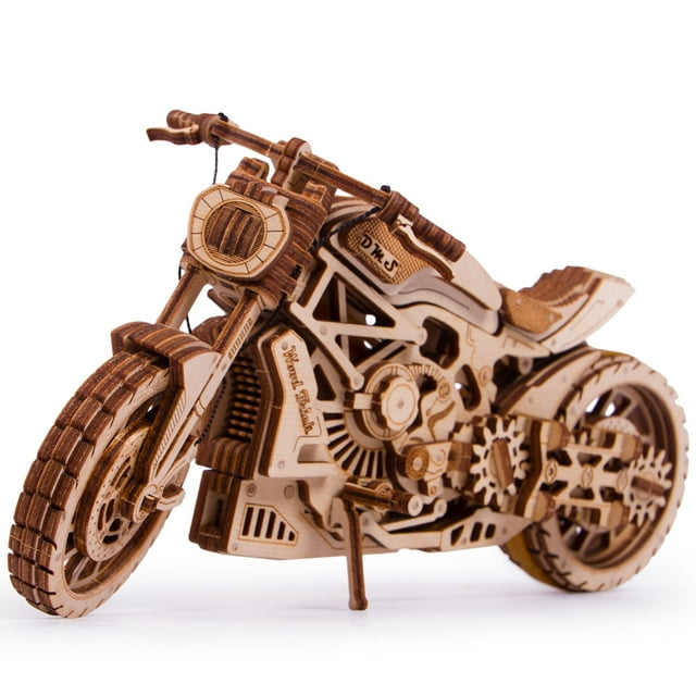 Puzzle 3D para motocicleta Wood Trick con motor de goma elástica