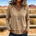 thumbnail image 3 of Women's V Neck Long Sleeve T-Shirts Pullover Lightweight Loose Fit Basic Solid CasualEveryday Fall Winter Layering Tops, 3 of 6
