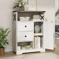 thumbnail image 6 of Fameill White Farmhouse Storage Cabinet with 2 Drawers & Shelves,Freestanding Kitchen Cabinet with Doors,Floor Storage Organization for Living Room,Bathroom,Laundry, 6 of 9
