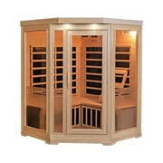 Sonoma 3-Person Hemlock Infrared Corner Sauna with 7 Carbon Heaters, Natural & Clear