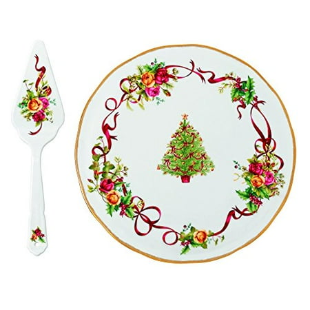 Old Country Roses Christmas Royal Albert OLD COUNTRY ROSES CHRISTMAS TREE LOW CAKE PLATE & SERVER ()