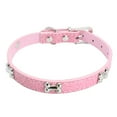 thumbnail image 2 of Flmtop Collier Ajustable pour Petit Chien Chiot en Faux Cuir Os Facile à Porter Sangle de Cou Rose, 2 of 9