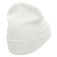 thumbnail image 3 of Melting Happy Face Embroidered 12 Inch Long Knitted Beanie - White OSFM, 3 of 5
