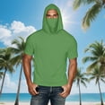 thumbnail image 2 of Fanxing Big and Tall Cooling Sun Shirts for Men with Hood Short Sleeve Lightweight Tees with Masks Fishing Hoodie Green,S, 2 of 9