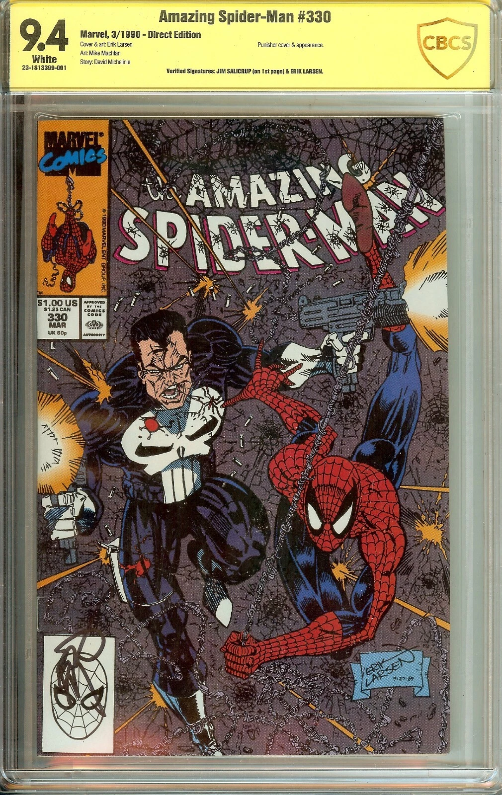 Amazing Spider-Man #330 CBCS 9.4 Signed by Jim Salicrup and Erik Larsen