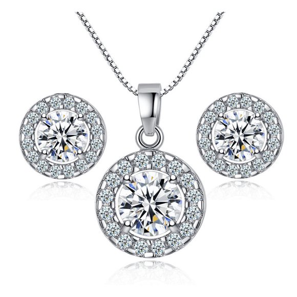 FcBaudy Earrings for Women, Gifts for Women Fashion Shiny Rhinestone Pendent Crystal Wedding Necklace Earrings Jewelry Set Diamond ring