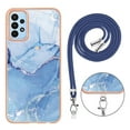 thumbnail image 7 of Case for Samsung Galaxy A53 5G, Adjustable Detachable Crossbody Strap Neck Strap Silicone Bumper Marble Painted TPU Ultra Thin Shockproof Protective Phone Case Cover for Galaxy A53 5G, Blue, 7 of 7