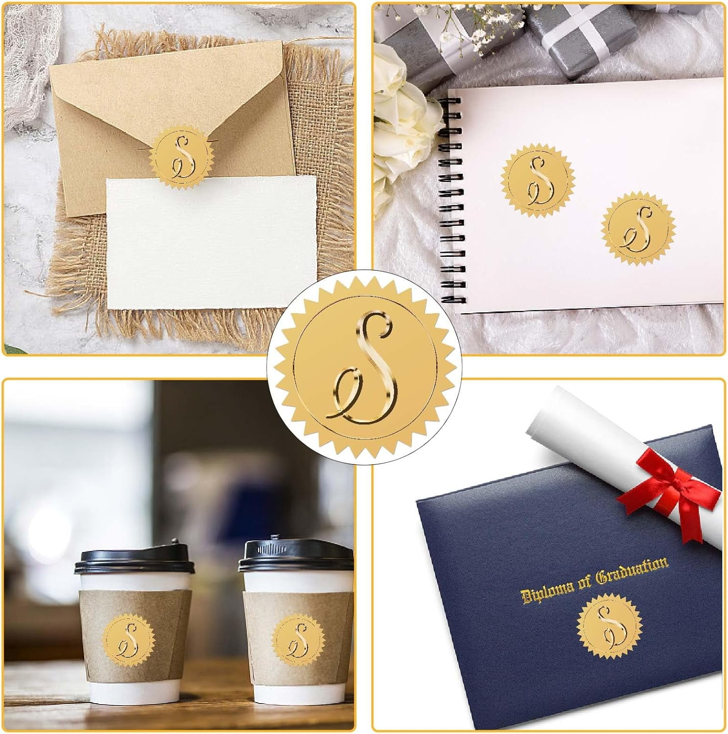 小物 EMMBOSSED LOGOTYPE 2 (SA3100EG) Amazon.com: CRASPIRE 2 Inch Gold Embossed Envelope Seals
