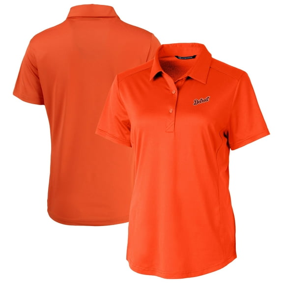 Women's Cutter & Buck Orange Detroit Tigers  DryTec Prospect Textured Stretch Polo