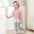 thumbnail image 3 of LZHGirlshop Toddler Kid Little Girl Outfit Casual Heart Printed T-shirt skirt Pullover Solid Color Elastic Leggings 2PC Set,Pink,3-4T, 3 of 6