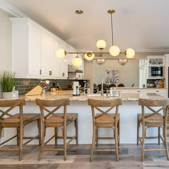 The Magic Home Modern 6-Light Sputnik Chandelier with Clear Glass Shade