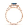 thumbnail image 2 of ANGARA Natural Princess Diana Inspired 2.25 ct London Blue Topaz Ring with Halo in 14K Rose Gold for Women (Size-9x7mm) | November Birthstone Jewelry for Women | London Blue Topaz Ring (Ring Size - 7), 2 of 9
