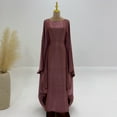 thumbnail image 3 of Women Dubai Spring Summer Gathering Party Glitter Cloth Round Neck Belt Dress Robe, 3 of 3