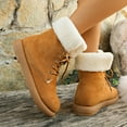 thumbnail image 5 of Lovzfmll Snow Boots for Women, Fur Lined Warm Winter Ankle Booties, Flat Heel Lace Up Casual Comfy Outdoor Hiking Walking Shoes, 5.5, Brown, 5 of 9