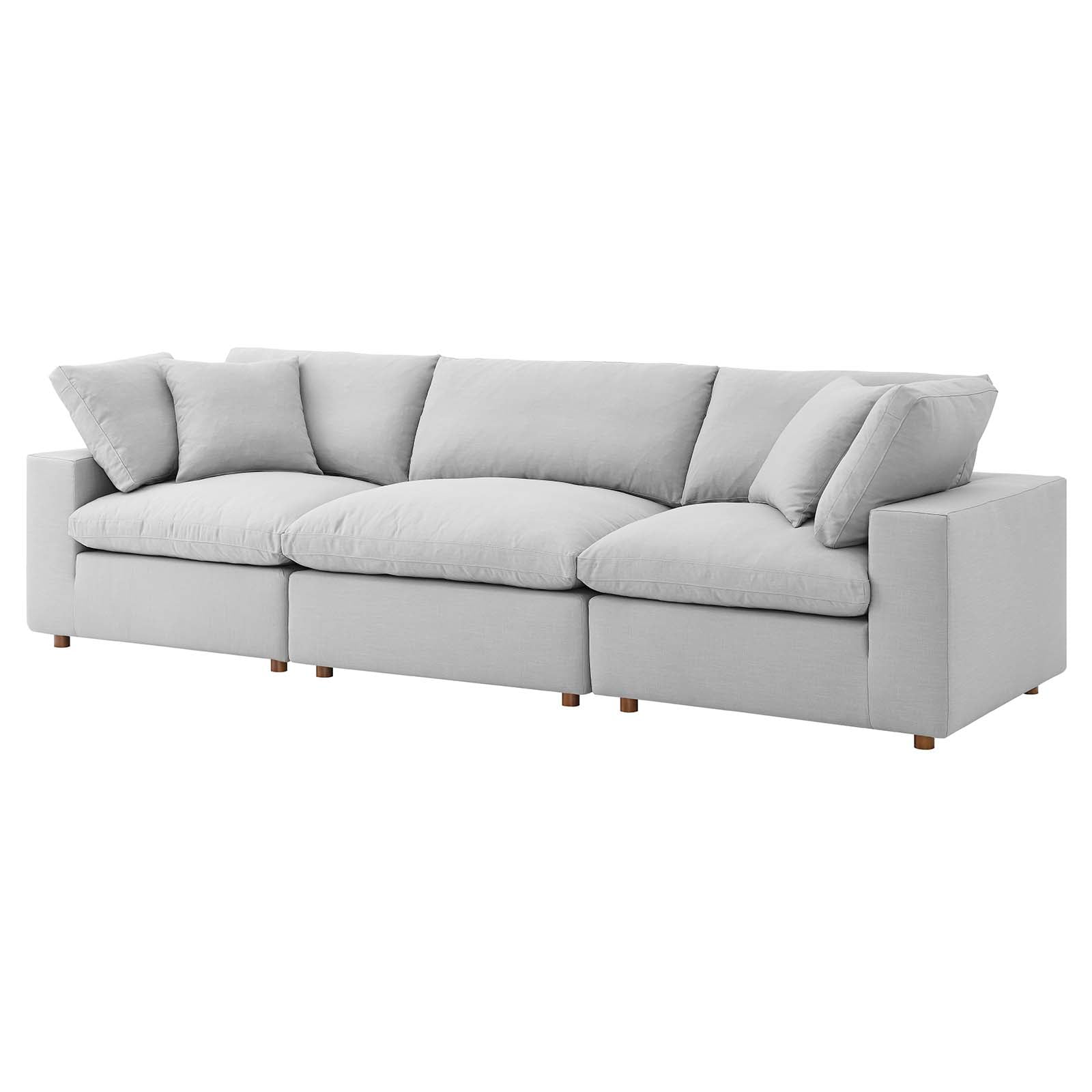 Modular Deep Sofa, Grey Gray, Fabric, Modern Contemporary, Living