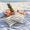 thumbnail image 3 of 2 Pack Outdoor Waterproof Throw Pillow Covers, Beige and White Stripe Decorative Square Pillow Case Patio Pillowcases for Chair Couch Sofa 16x16in, 3 of 9
