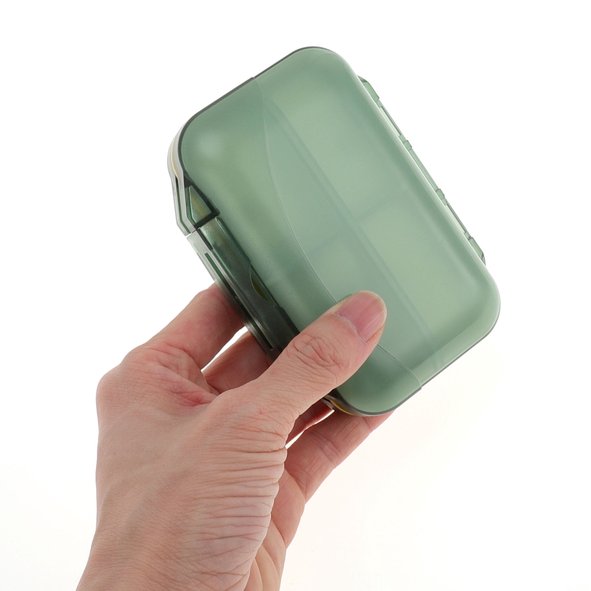 Unique Bargains 7 Grids Double Layers Portable Pill Box 1 Pc Green, Yellow